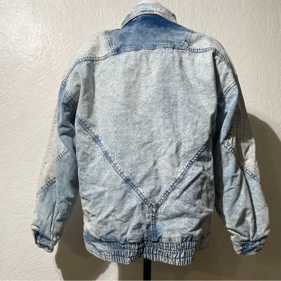VTG Padded Denim Jacket 80S BE IN THE CURRENT SEEN ACID WASH Womens M - Picture 4 of 9